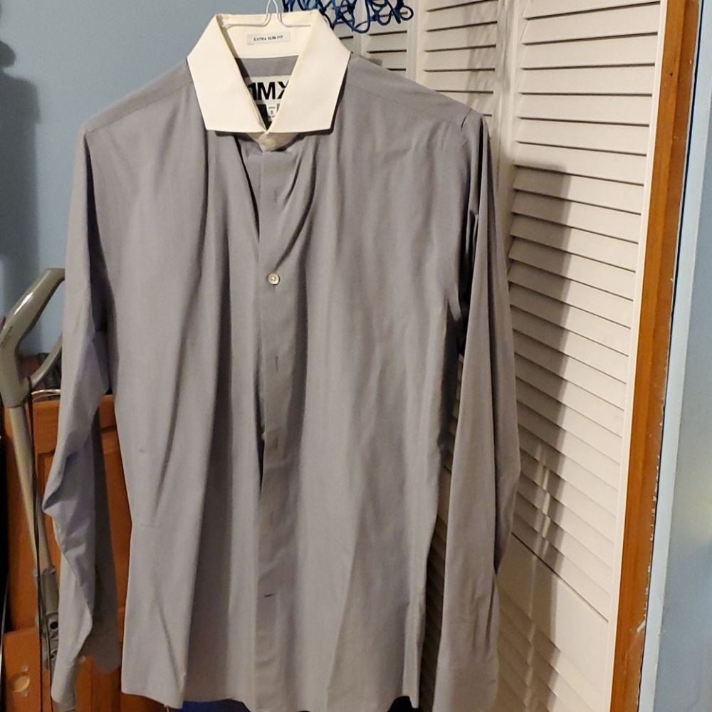 🏷Express 1MX Gray Button-Dress Dress Shirt…